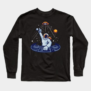 Astronaut DJ Spinning in Outer Space Long Sleeve T-Shirt